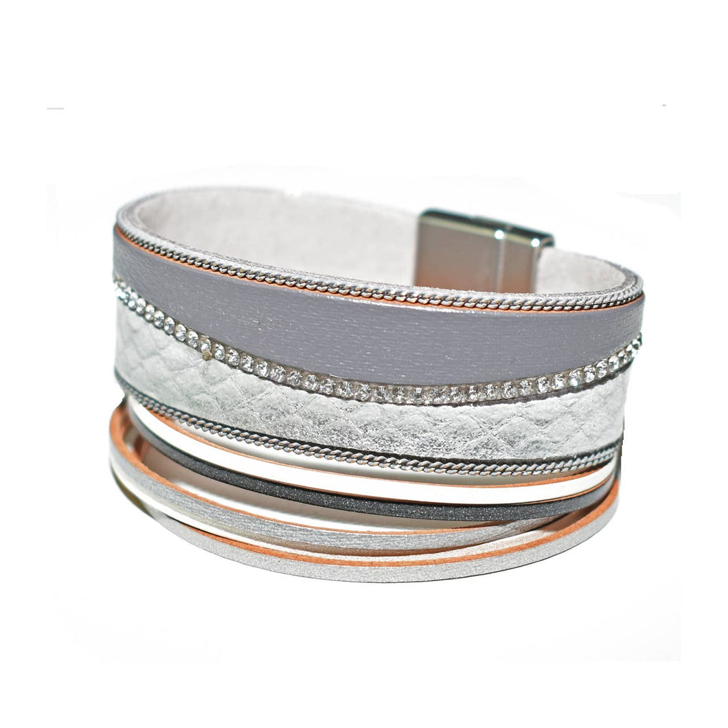 Magnetic Leather - Silver Marissa Bracelet